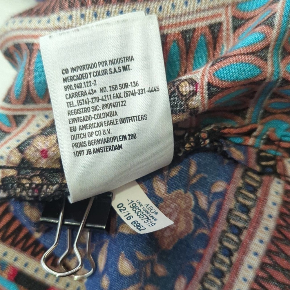 American Eagle Outfitters Multi‎ Pattern Short Sleeve Peasant Blouse Size XS - Picture 12 of 13
